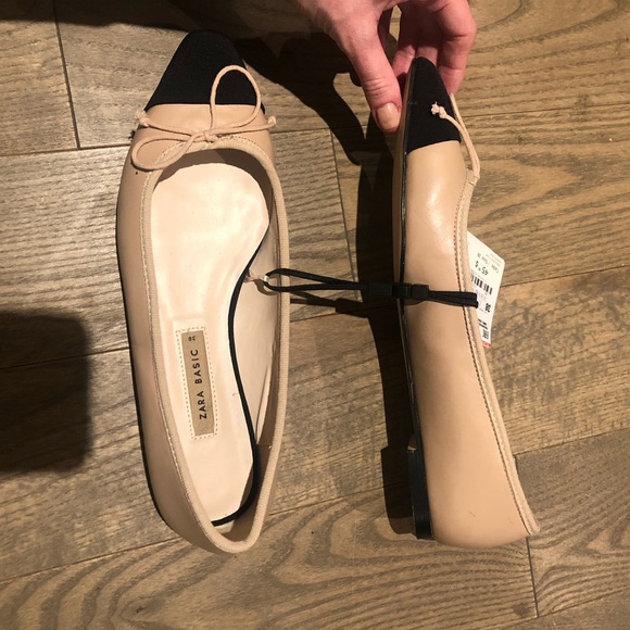 Beige and Black Zara Flats (size 38) - Picture 3 of 4